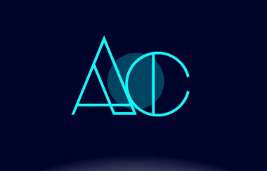 AC bir c Mavi Çizgili Daire Alfabe harf logo simge şablon vecto