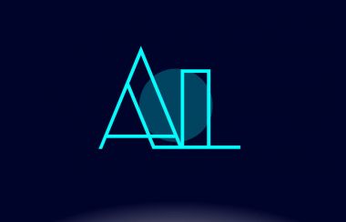 Al bir l mavi çizgi daire Alfabe harf logo simge şablon vecto