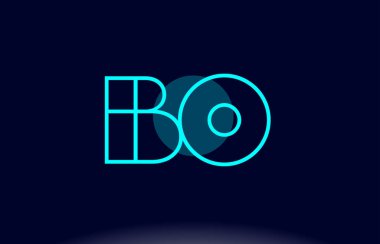 Bo b o mavi çizgi daire Alfabe harf logo simge şablon vecto