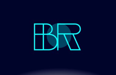 br b r mavi çizgi daire Alfabe harf logo simge şablon vecto