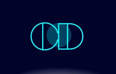 CD c d Mavi Çizgili Daire Alfabe harf logo simge şablon vecto