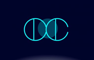 c c Mavi Çizgili Daire Alfabe harf logo simge şablon vecto cc