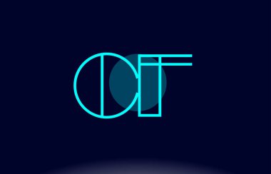 CF c f mavi çizgi daire Alfabe harf logo simge şablon vecto