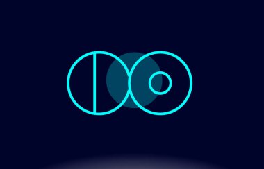 Co c o mavi çizgi daire Alfabe harf logo simge şablon vecto