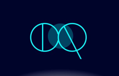 CQ c q mavi çizgi daire Alfabe harf logo simge şablon vecto