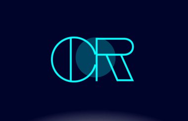 CR c r mavi çizgi daire Alfabe harf logo simge şablon vecto