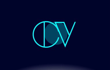 CV c v mavi çizgi daire Alfabe harf logo simge şablon vecto