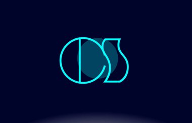 CS c s mavi çizgi daire Alfabe harf logo simge şablon vecto