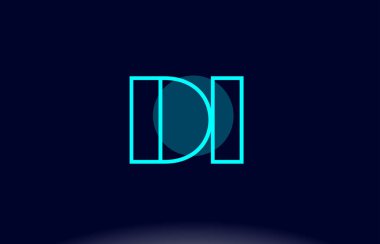 satır di d ben mavi daire Alfabe harf logo simge şablon vecto