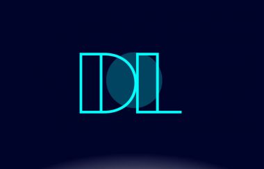 DL d l mavi çizgi daire Alfabe harf logo simge şablon vecto