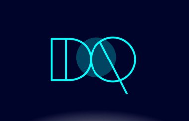 DQ d q mavi çizgi daire Alfabe harf logo simge şablon vecto