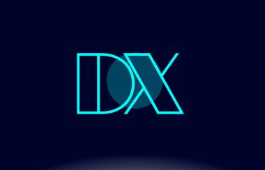 DX Mavi Çizgili Daire Alfabe harf logo simge şablon vecto x d