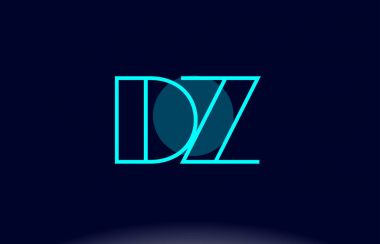DZ d z mavi çizgi daire Alfabe harf logo simge şablon vecto