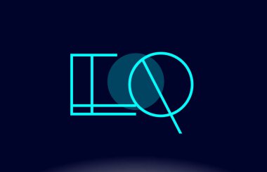 EQ e q mavi çizgi daire Alfabe harf logo simge şablon vecto