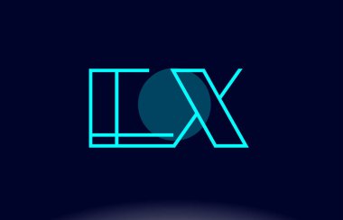 EX e Mavi Çizgili Daire Alfabe harf logo simge şablon vecto x