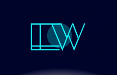 ew e w mavi çizgi daire Alfabe harf logo simge şablon vecto