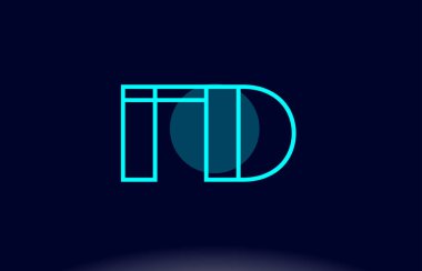 FD f b mavi çizgi daire Alfabe harf logo simge şablon vecto