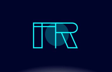 fr f r mavi çizgi daire Alfabe harf logo simge şablon vecto