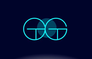 gg g g mavi çizgi daire Alfabe harf logo simge şablon vecto