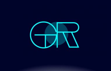 gr g r mavi çizgi daire Alfabe harf logo simge şablon vecto