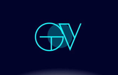 GV g v mavi çizgi daire Alfabe harf logo simge şablon vecto