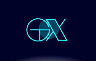 GX g x Mavi Çizgili Daire Alfabe harf logo simge şablon vecto