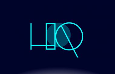 HQ s q mavi çizgi daire Alfabe harf logo simge şablon vecto