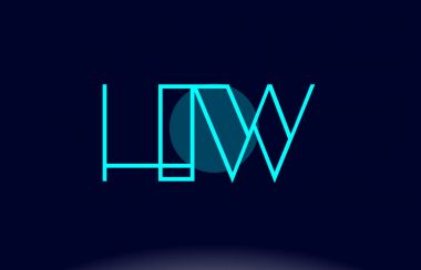 HW s w Mavi Çizgili Daire Alfabe harf logo simge şablon vecto