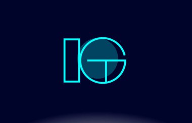 IG ben q mavi çizgi daire Alfabe harf logo simge şablon vecto