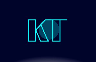 KT k t mavi çizgi daire Alfabe harf logo simge şablon vecto