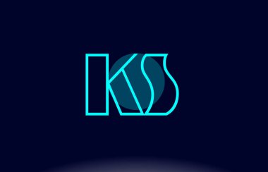 KS k s mavi çizgi daire Alfabe harf logo simge şablon vecto