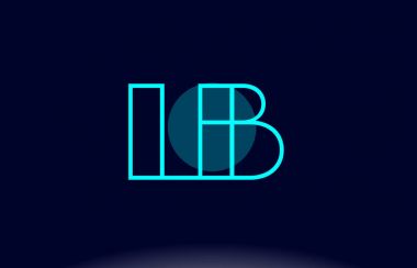 lb l b mavi çizgi daire Alfabe harf logo simge şablon vecto