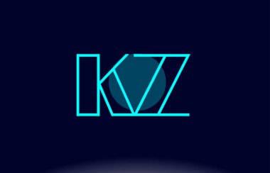 KZ k z mavi çizgi daire Alfabe harf logo simge şablon vecto