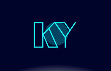 KY k y mavi çizgi daire Alfabe harf logo simge şablon vecto