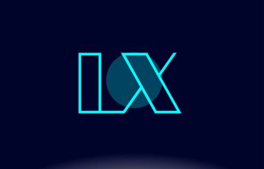LX l x Mavi Çizgili Daire Alfabe harf logo simge şablon vecto