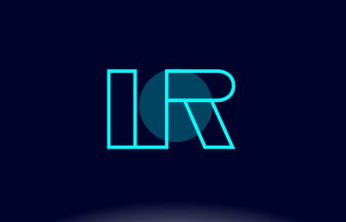 LR l r mavi çizgi daire Alfabe harf logo simge şablon vecto