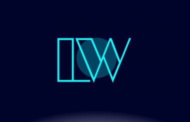 LW l w mavi çizgi daire Alfabe harf logo simge şablon vecto