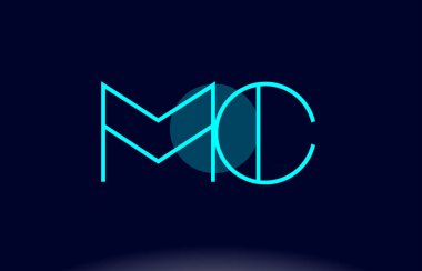 MC m c Mavi Çizgili Daire Alfabe harf logo simge şablon vecto