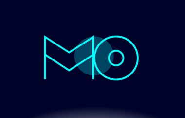 Mo m o mavi çizgi daire Alfabe harf logo simge şablon vecto