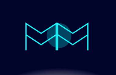 mm m m blue line circle alphabet letter logo icon template vecto clipart
