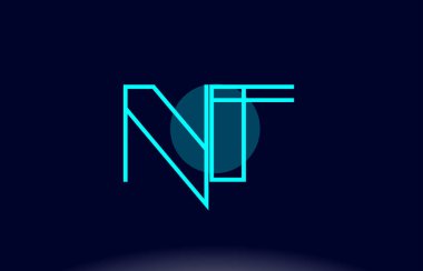 NF n f mavi çizgi daire Alfabe harf logo simge şablon vecto