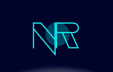 Nr n r mavi çizgi daire Alfabe harf logo simge şablon vecto