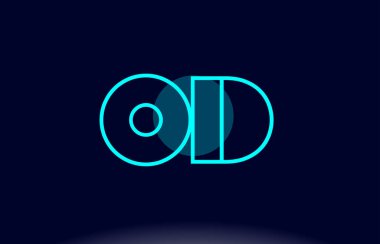 o d mavi od daire Alfabe harf logo simge şablon vecto hattı