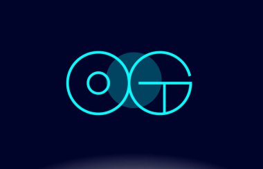OG o g mavi çizgi daire Alfabe harf logo simge şablon vecto