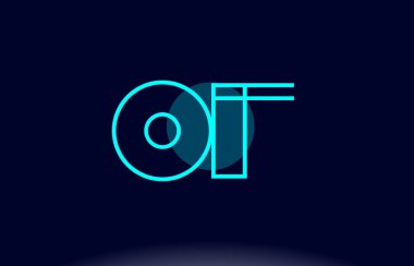 o f mavi çizgi daire Alfabe harf logo simge şablon vecto