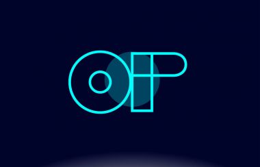 op o p çizgi daire Alfabe harf logo simge şablon vecto mavi