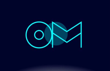 OM o m mavi çizgi daire Alfabe harf logo simge şablon vecto
