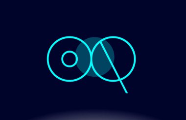 Oq o q mavi çizgi daire Alfabe harf logo simge şablon vecto
