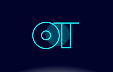 ot o t mavi çizgi daire Alfabe harf logo simge şablon vecto