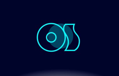 OS o s mavi çizgi daire Alfabe harf logo simge şablon vecto